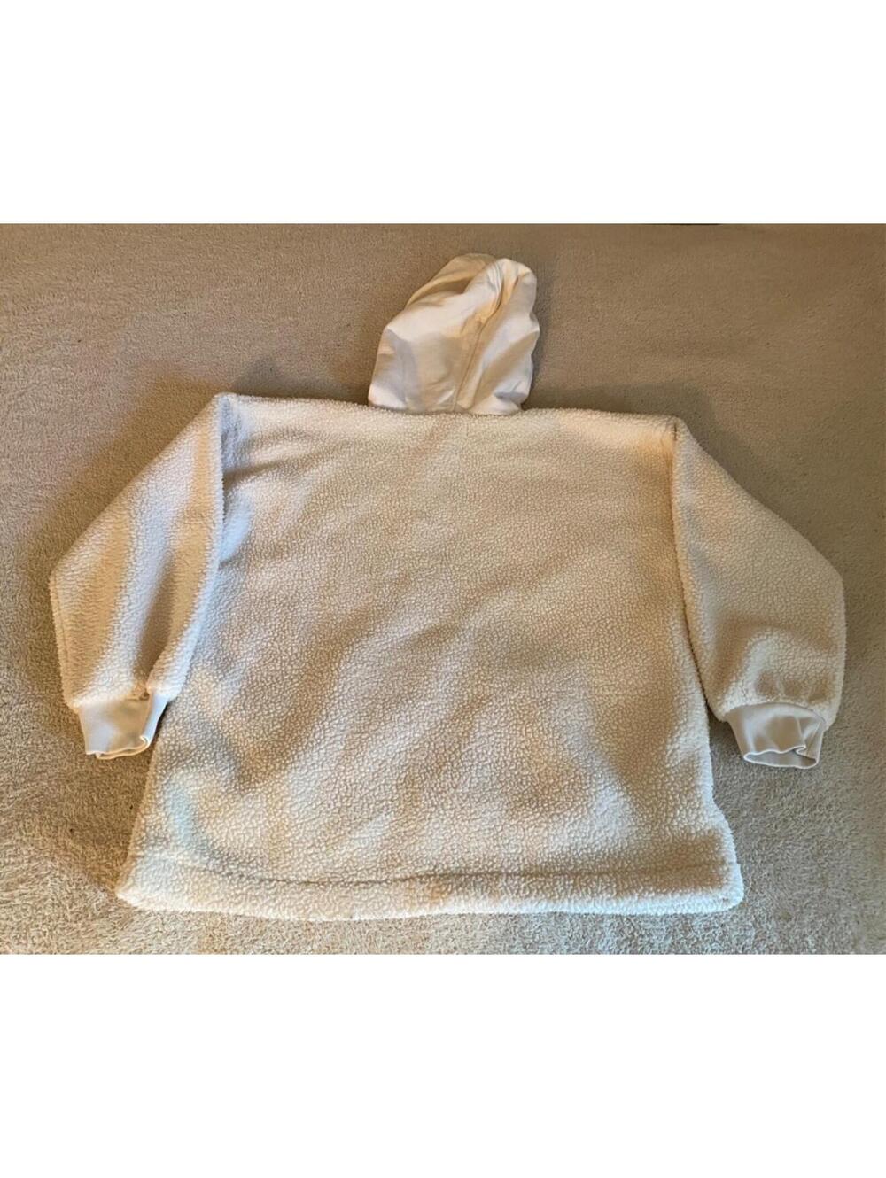 Madewell Cream Sherpa Fleece Hoodie Sweatshirt Women M Oversized J Crew Sweater - Picture 12 of 16